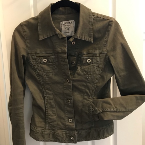 Army Green Denim Guess Jacket - Picture 1 of 4